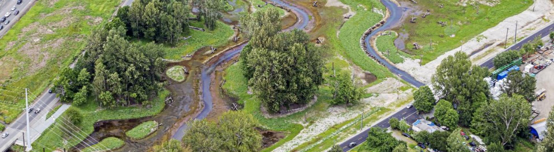 Aerial view of Wapato Creek 
