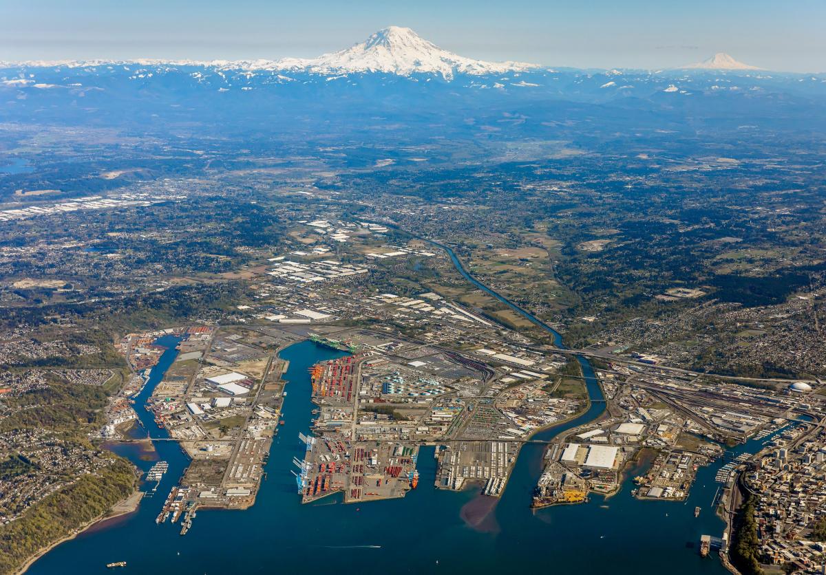 aerial photo of the port of tacoma